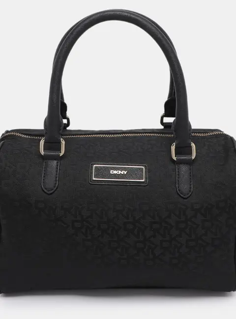 Dkny Black Canvas and Leather Satchel