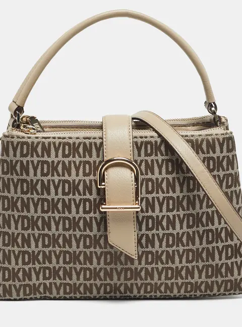 DKNY Beige Signature Canvas and Leather Deena Top Handle Bag