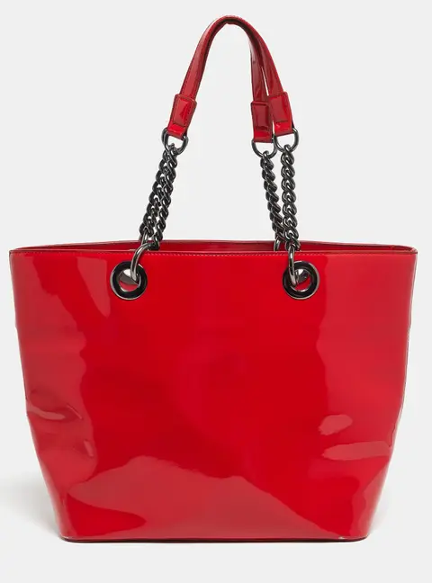 Dkny Red Patent Leather Tote Bag
