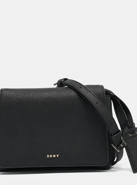 Dkny Black Leather Flap Crossbody Bag