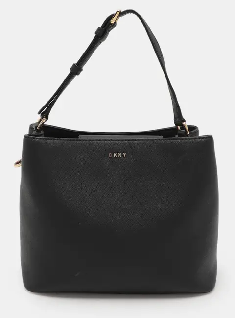 DKNY Black Saffiano Leather Bryant Park Bucket Bag