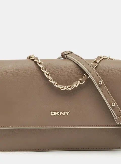 Dkny Medium Beige Saffiano Leather Shoulder Bags
