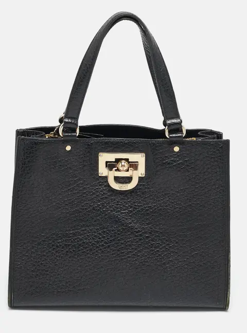 Dkny Beekman French Black Leather Tote Bag