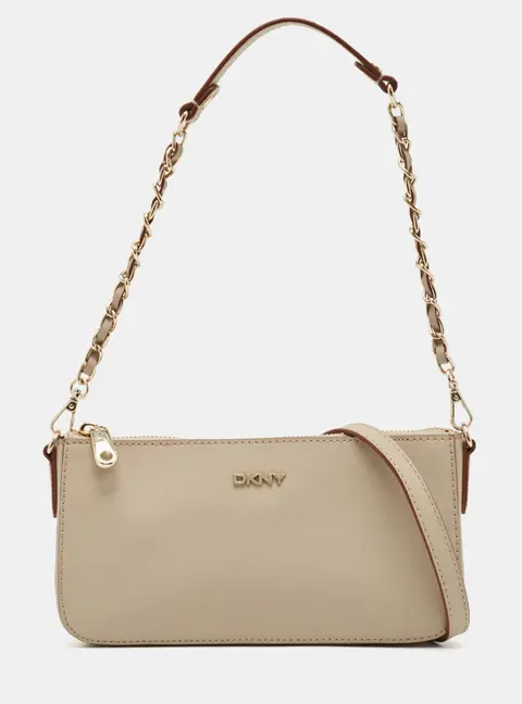 DKNY Beige Leather Sutton Crossbody Bag