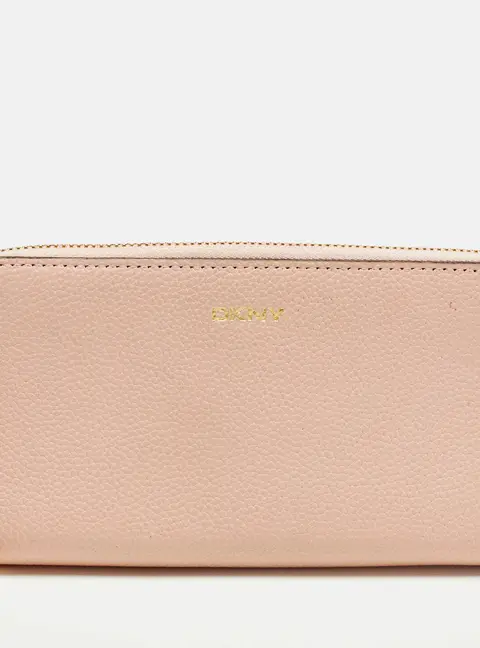 DKNY Light Pink Leather Zip Continental Wallet