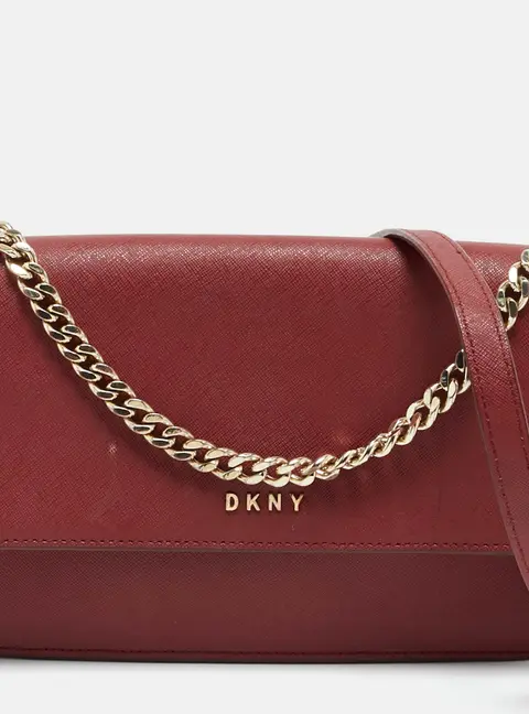 DKNY Bryant Park Dark Red Leather Flap Crossbody Bag