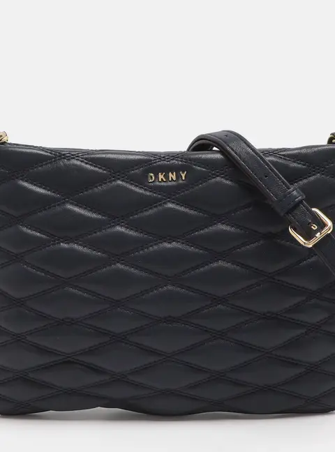 Dkny Navy Blue Quilted Leather Crossbody Bags