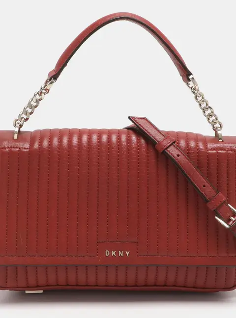 DKNY Gansevoort Brique Red Quilted Leather Shoulder Bag
