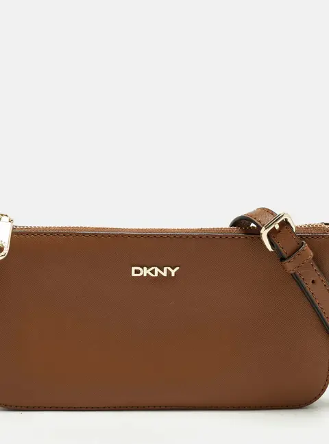 Dkny Zip Brown Leather Crossbody Bag