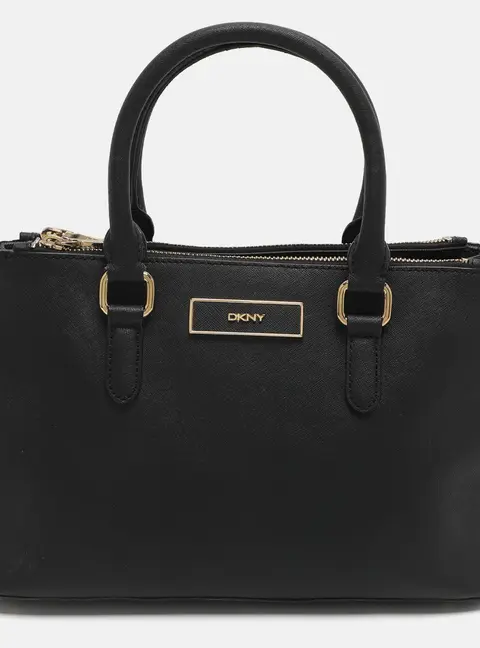 Dkny Robinson Double Zip Black Saffiano Leather Tote