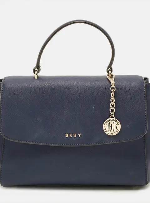 DKNY Blue Saffiano Leather Top Handle Bag