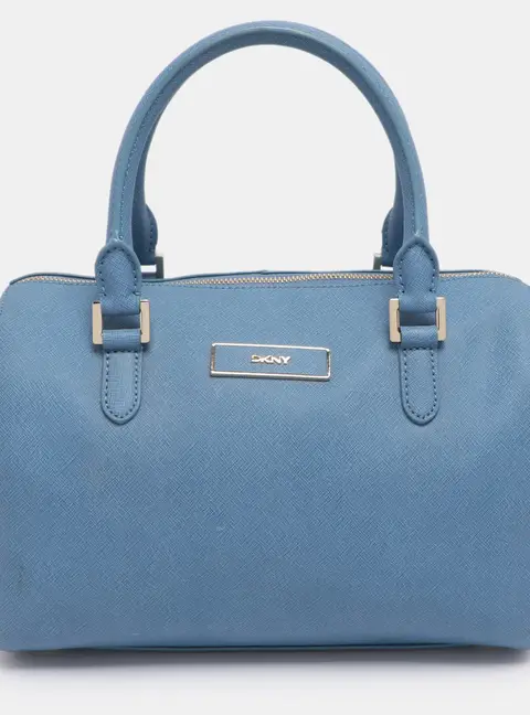 DKNY Blue Saffiano Leather Boston Bag