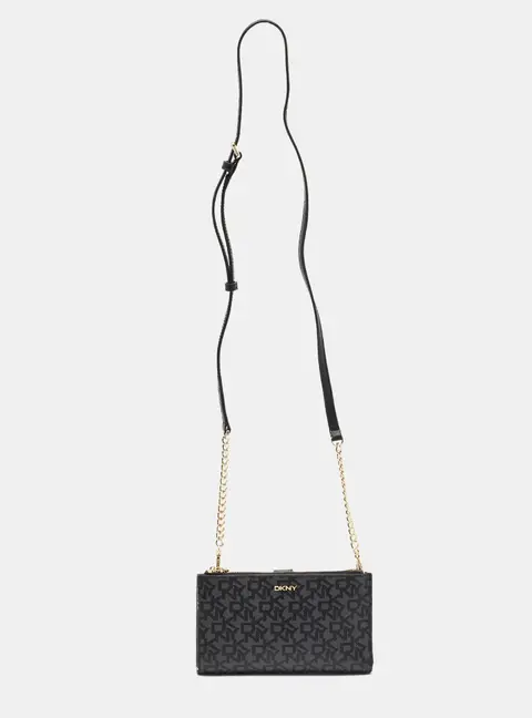Dkny Bryant Black Signature Coated Canvas Wallet On Chain