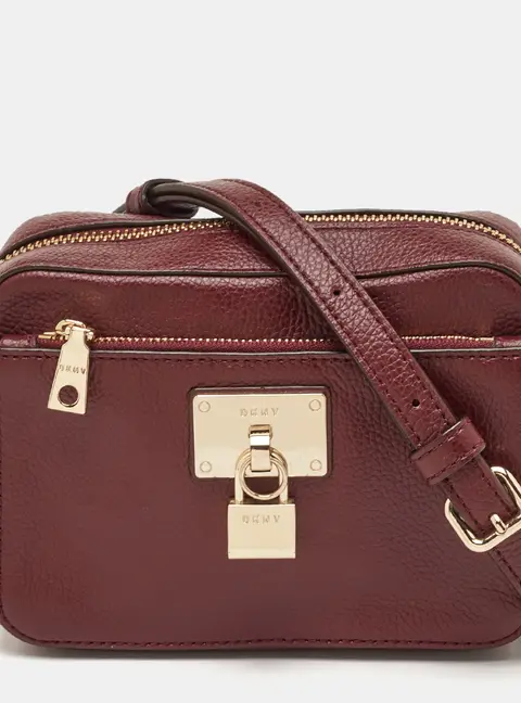 DKNY Elissa Burgundy Leather Camera Crossbody Bag