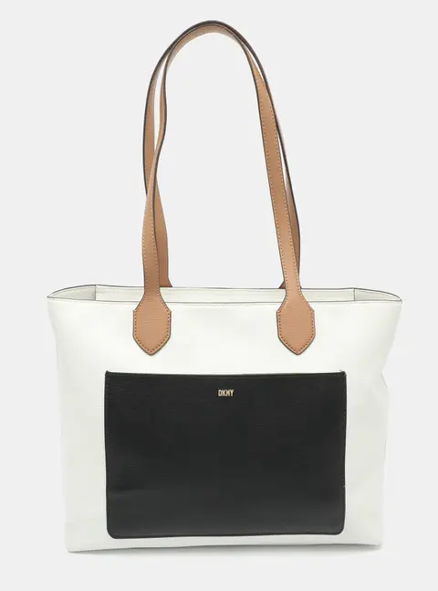 Dkny White PVC Shopper Tote