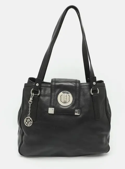 Dkny Black Leather Top Handle Bag