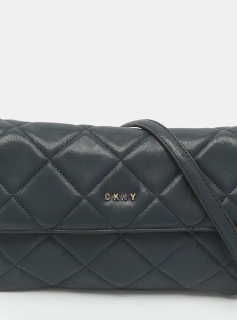 DKNY Navy Blue Quilted Leather Crossbody Bag