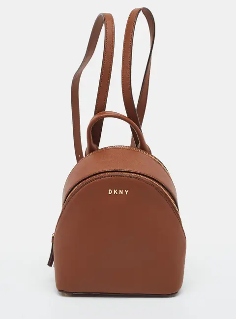 DKNY Bryan Mini Brown Saffiano Leather Backpack