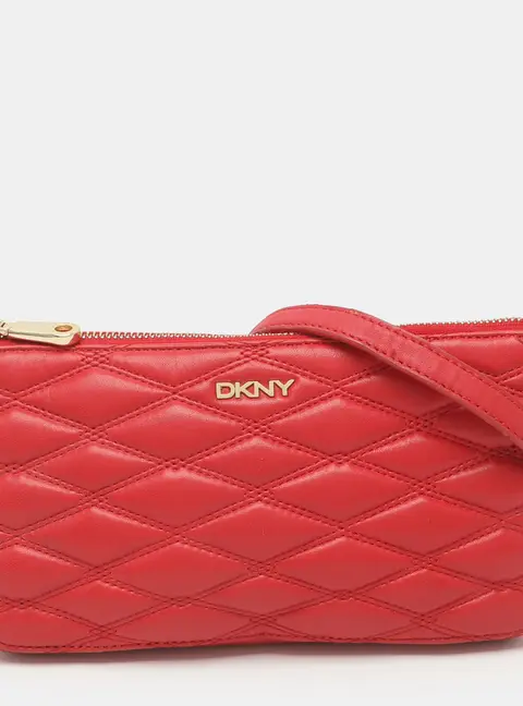 Dkny Red Quilted Leather Crossbody Bag