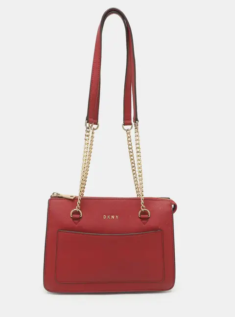 DKNY Red Leather Chain Shoulder Bag