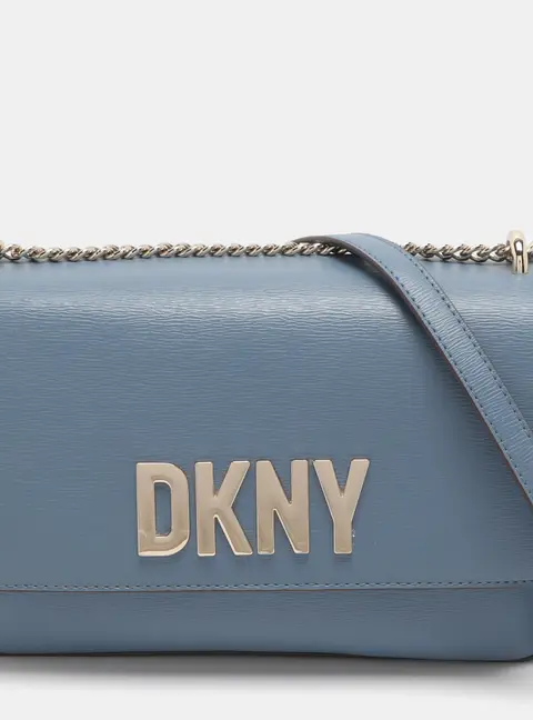 DKNY Avril Logo Blue Leather Chain Crossbody Bag
