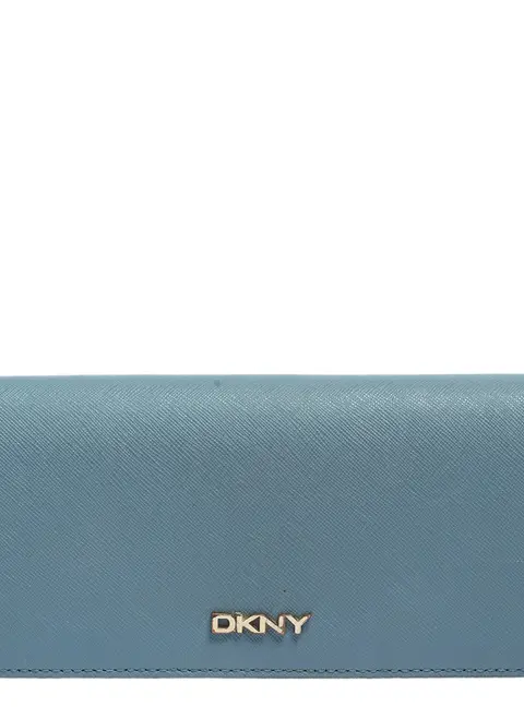 DKNY Blue/Beige Saffiano Leather Flap Continental Wallet