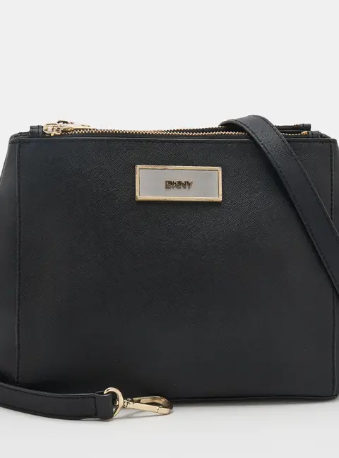 Dkny Black Leather Shoulder Bags