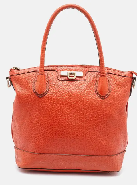 Dkny Orange Leather Tote Bag