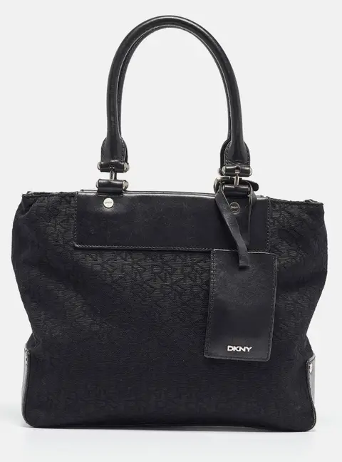 Dkny Allen Black Canvas and Leather Tote Bag