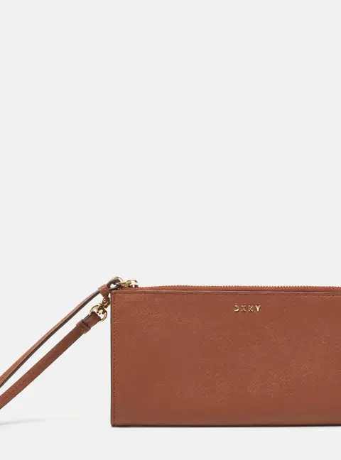 DKNY Brown Leather Wristlet Wallet