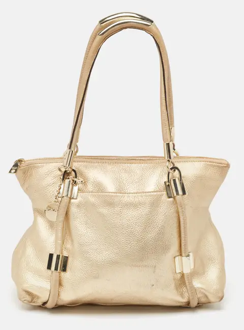 DKNY Gold Leather Metal Detail Tote