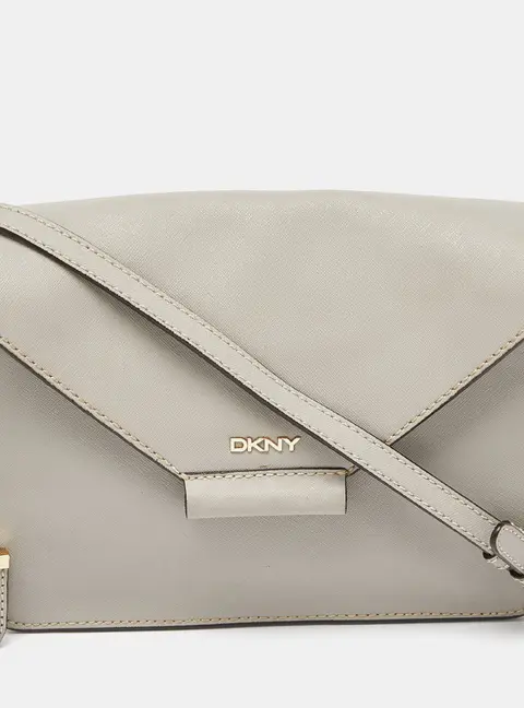 DKNY Grey Leather Flap Crossbody Bag