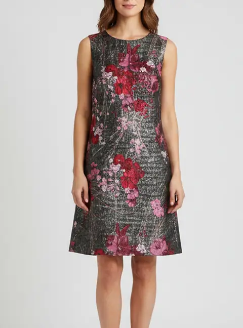 Dolce & Gabbana Multicolor Floral Jacquard Lurex Sleeveless Sheath Dress