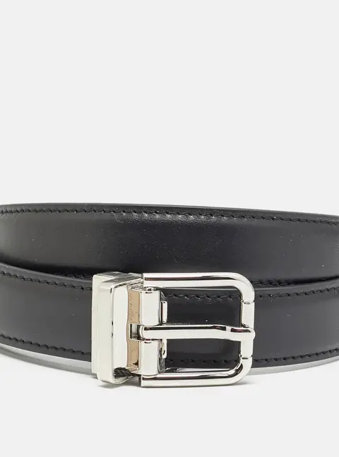 Dolce & Gabbana Cut to Size Buckle Belt Black Leather