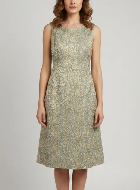 Dolce & Gabbana Blue/Gold Floral Jacquard Sleeveless Dress M