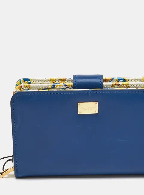 Dolce & Gabbana Blue Leather Zip French Wallet
