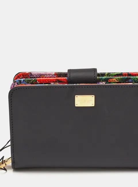 Dolce & Gabbana Black Leather Zip French Wallet