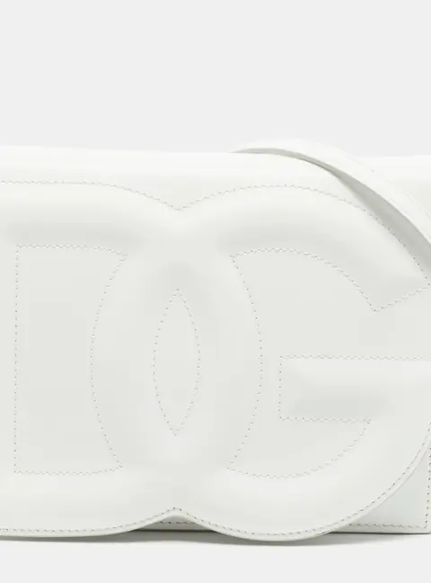 Dolce & Gabbana DG Logo Flap White Leather Shoulder Bag
