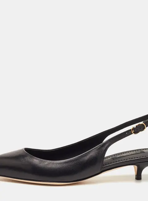 Dolce & Gabbana Size 38 Black Leather Pointed Toe Slingback Pumps