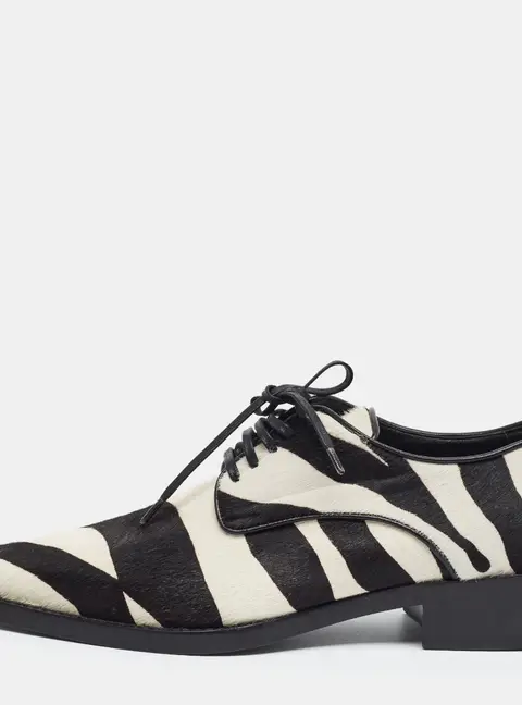 Dolce & Gabbana Size 36.5 Black/White Calf Hair and Leather Derby