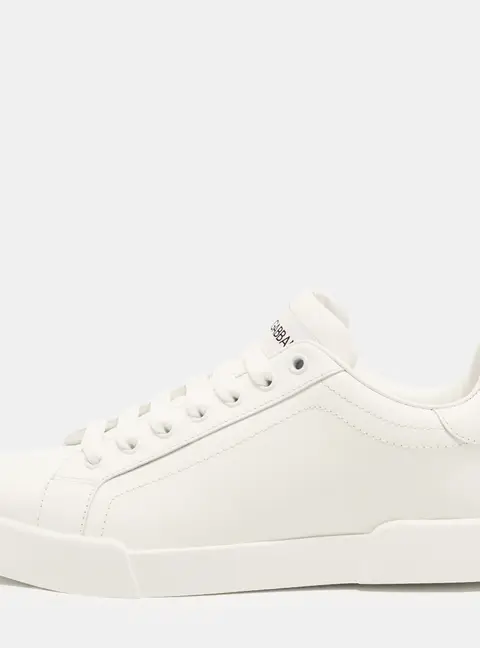 Dolce & Gabbana Portofino Size 40 White Leather Lace Up Sneakers