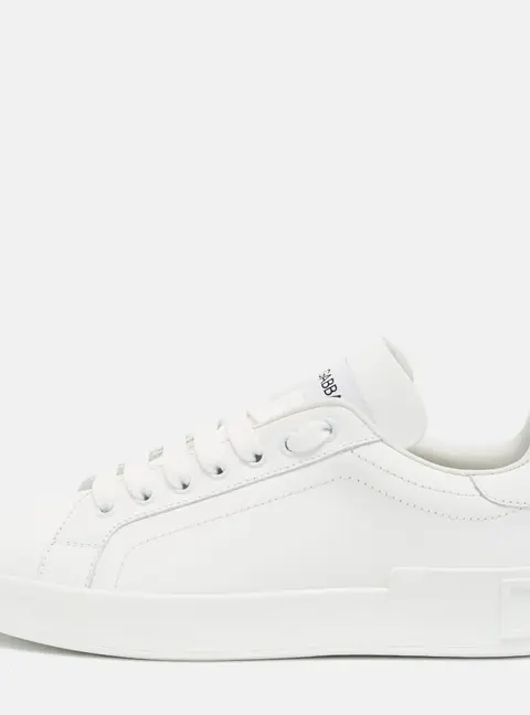 Dolce & Gabbana Portofino Size 38 White Leather Low Top Sneakers