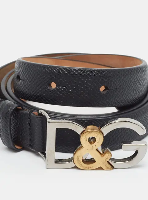 Dolce & Gabbana D&G Logo Belt Black Leather