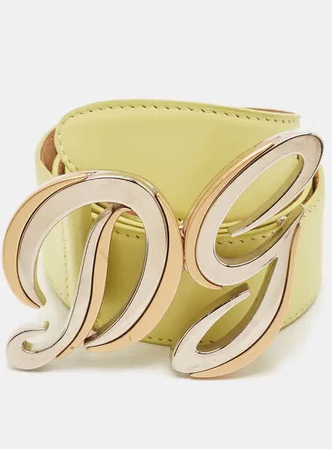Dolce & Gabbana DG Logo 90 CM Buckle Belt Lime Green Leather