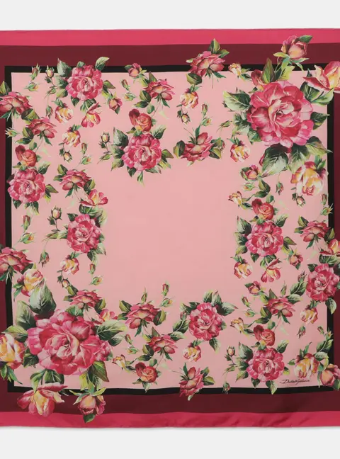 Dolce & Gabbana Multicolor Floral Print Silk Scarf