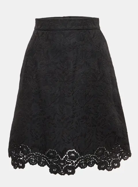 Dolce & Gabbana Black Jacquard A- line Short Skirt XS