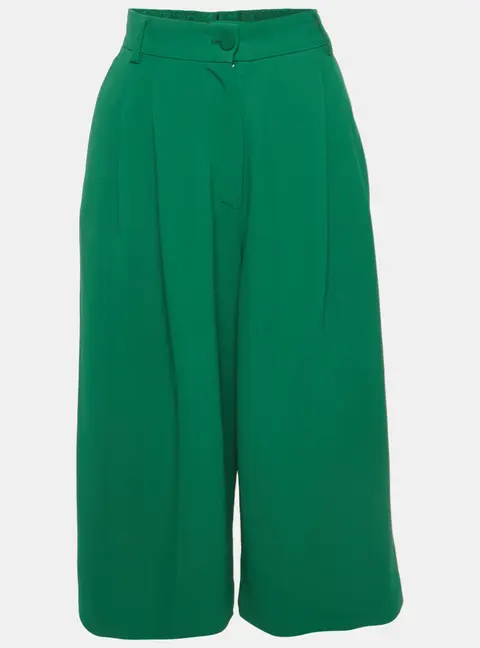 Dolce & Gabbana Green Crepe Pleated Culottes M