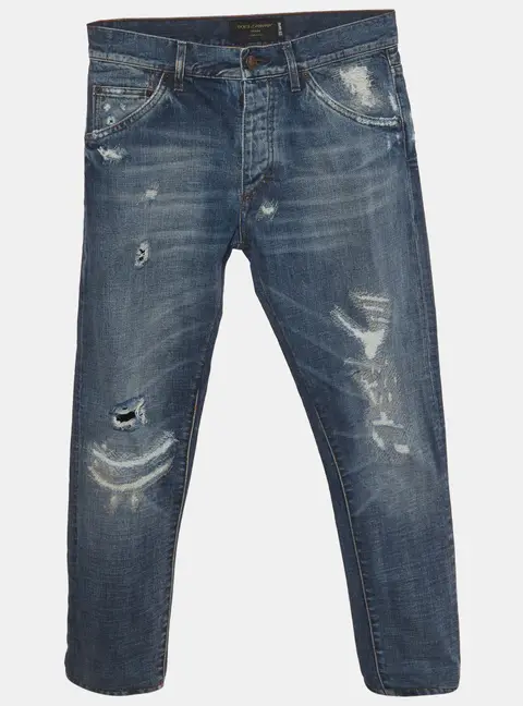 Dolce & Gabbana Blue Distressed Denim Capri Jeans M/Waist 29"