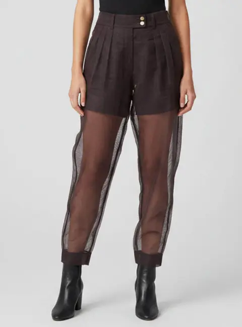 Dolce & Gabbana Purple Mesh Pleated Sheer Trousers S