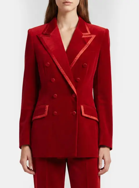 Dolce & Gabbana Red Velvet Double Breasted Blazer L